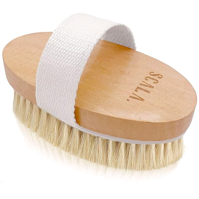 Dry Brushing Body Brush SCALA Natural Bristle Body Brush, Soft Body Exfoliating by Scala