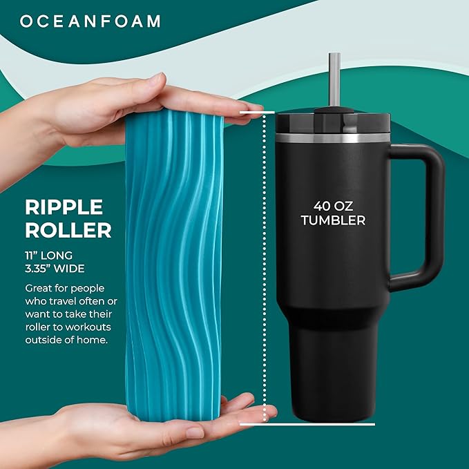 Oceanfoam Ripple Travel Foam Roller Firm Mini Foam Roller - Image 2