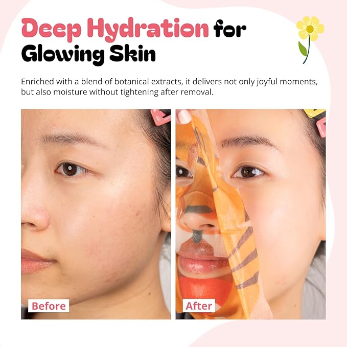 Epielle Character Face Mask Fuzzy Friends 6 Pack, Fun & Effective Korean Skin - Image 5