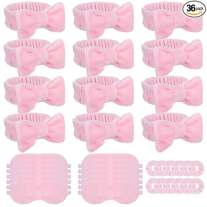 36 PCS Spa Headband Bulk, Girls Spa Headband Pink Makeup Headbands Eye Mask by Unknown