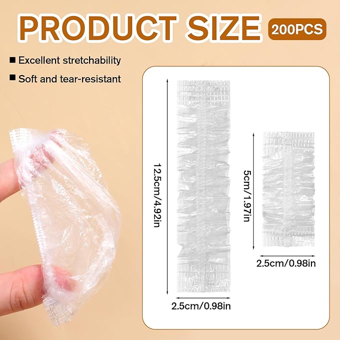 200 Pack Disposable Ear Covers for Shower, Ear Covers for Hair Dye, Waterproof - Image 2