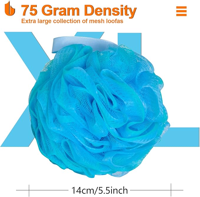 Urbanstrive Shower Bath Sponge XL 75g Soft Shower Loofahs Balls - Image 2
