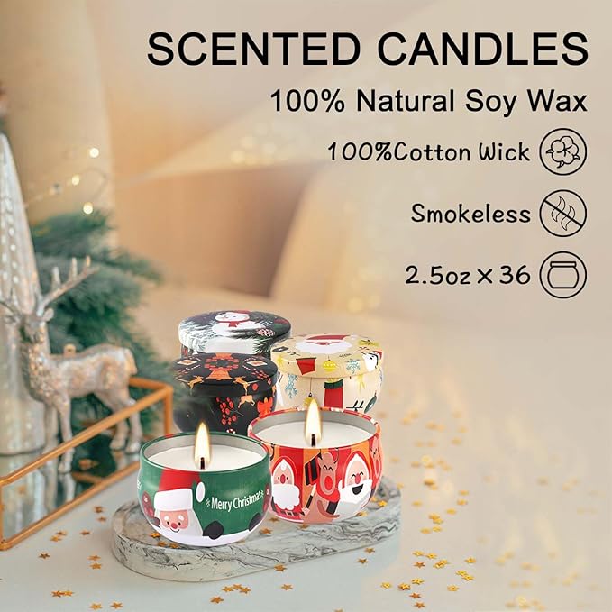 36Pack Christmasc Sets, Long Burning, 2.5oz Natural Soy Wax - Image 6