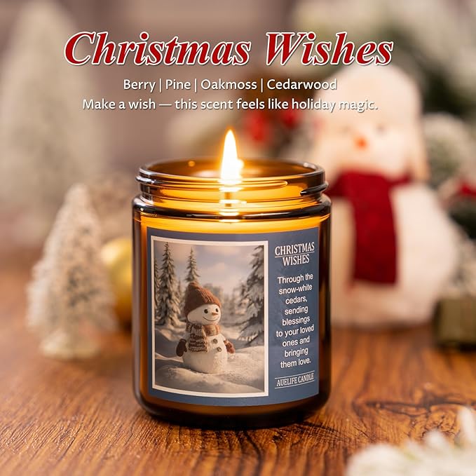 Christmas Candles | Christmas Wishes Scented Candle, Holiday Soy Wax Candles - Image 2