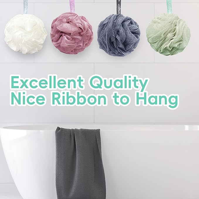 Shower Loofah 4PCS Soft Bath Body Sponge 60g Loofa Set Thick Wash Puffs - Image 5