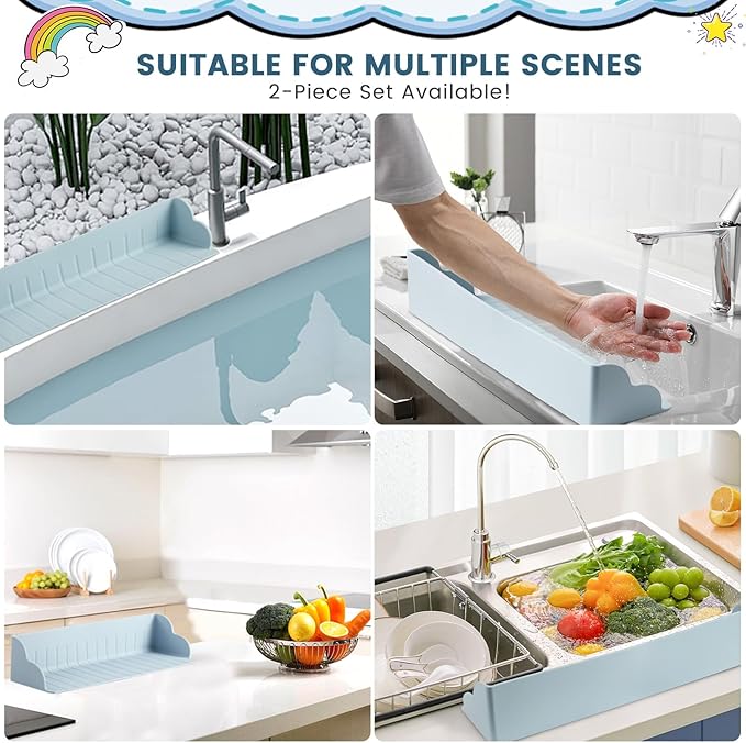 Bathtub Splash Guard for Tub, Silicone Bathtub Caddy Tray - Image 6