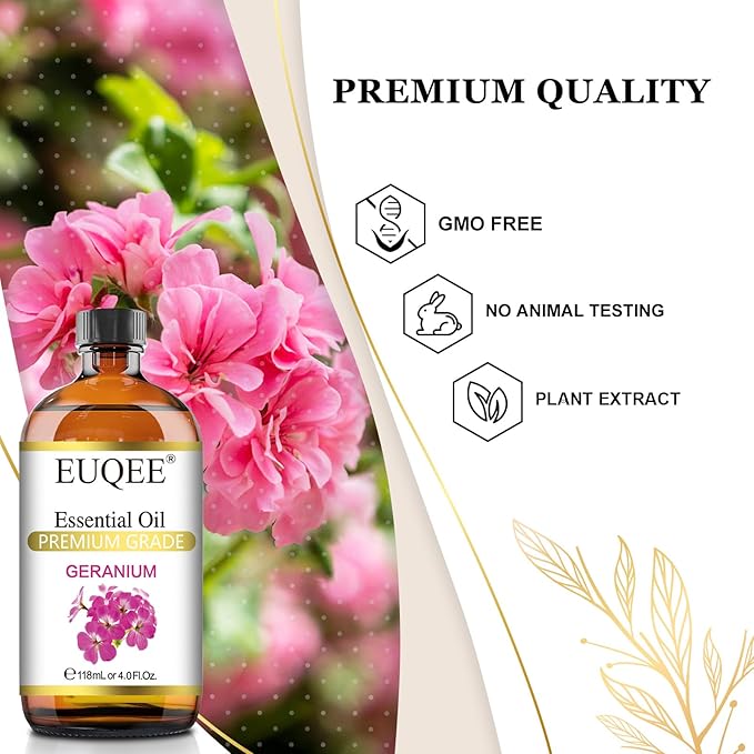 EUQEE Geranium Essential Oil 118 ml Pure Geranium Oil - Image 3