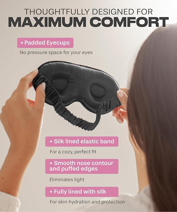 SUNDAYSILKS™ 3D Contoured Silk Sleep Mask | Padded Silk Eye Mask - Image 2