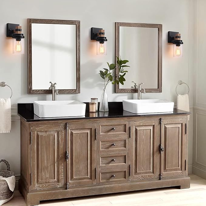 1-Light Rustic Wall Sconces Farmhouse Bathroom Light Fixtures Over Mirror - Image 5