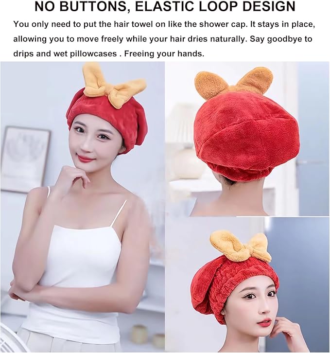 4Pcs Microfiber Hair Drying Cap, Ultra Absorbent Hair Towel Wrap Turban - Image 6