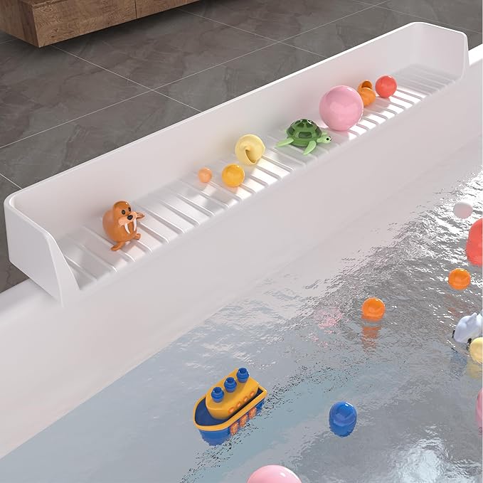 Tub Splash Guard for Kids, Bathtub Water Guard Play Shelf for Bathing, Toy Tray by Aqqwxyq
