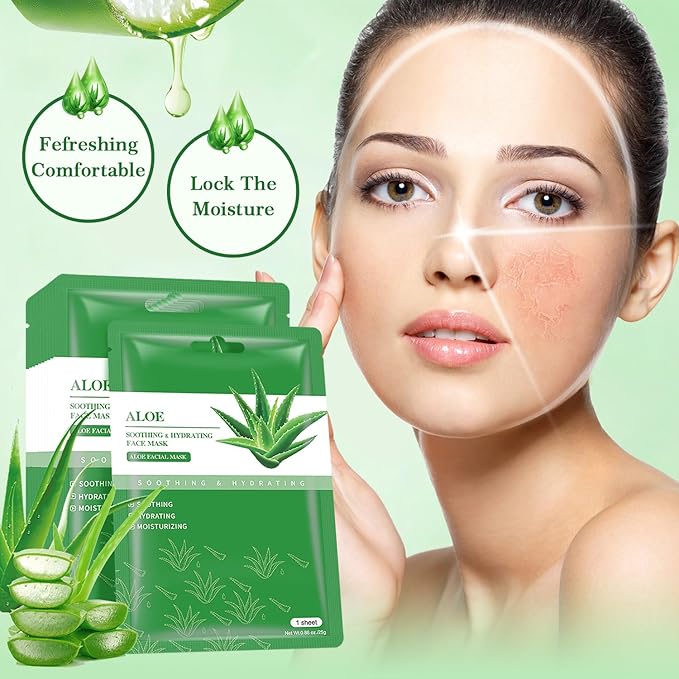 Aloe Vera Soothing Mask Hydrating Face Masks Skincare Moisturizing Facial Sheet - Image 6