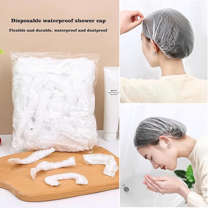 200 PCS Disposable Shower Caps Thickened Waterproof Hair Bath Caps - Image 5