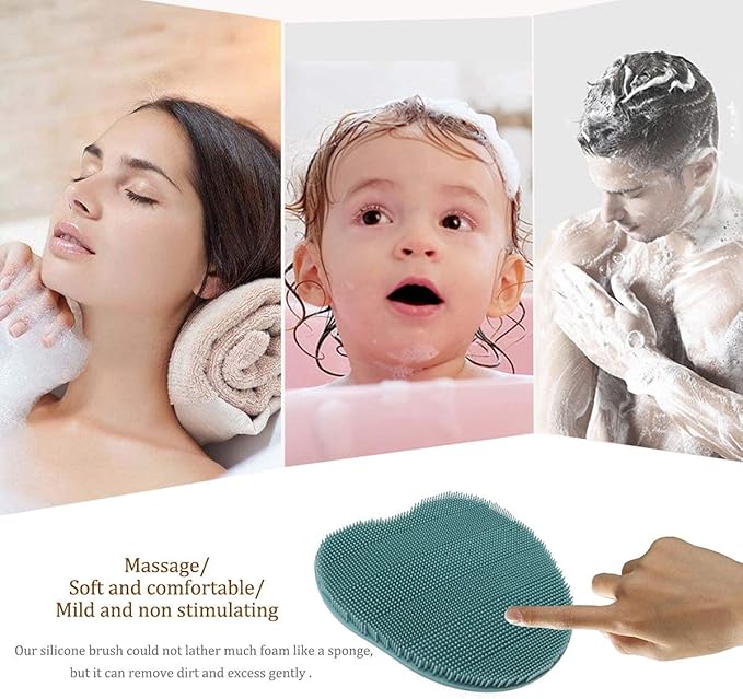 2 Pack Soft Silicone Shower Brush, Body & Face & Short Hair Wash, Bath - Image 2