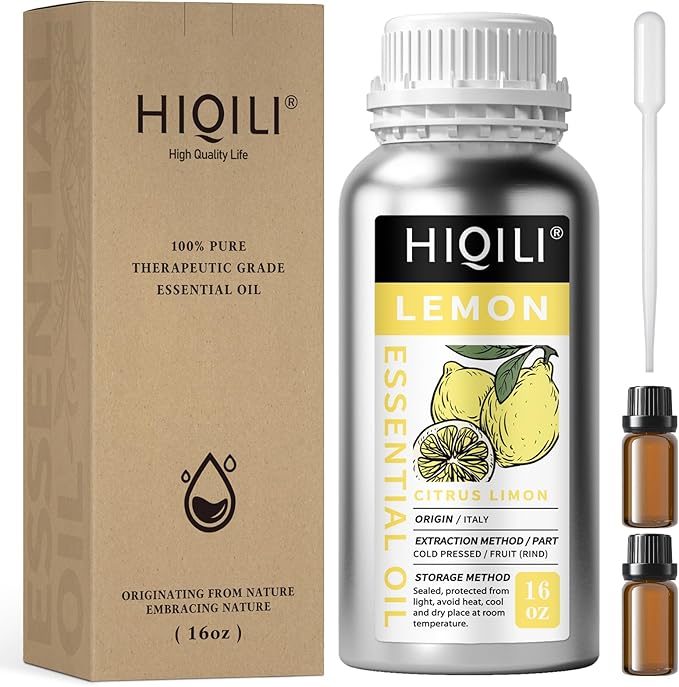 HIQILI Lemon Essential Oil for Cleaning, Degreasing & Household Use, Skin Care by HIQILI