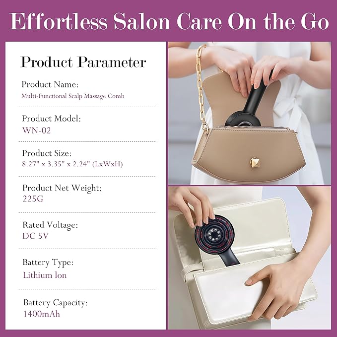 3-in-1 Rechargeable Scalp Massager Hair Growth Oil Applicator, Gentle - Image 8
