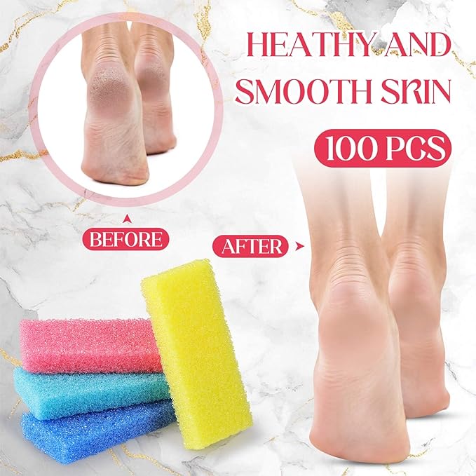 Batiyeer 100 Pcs Pumice Stone for Feet Scrubber Dead Skin Disposable Pedicure - Image 4