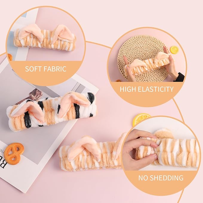 PERFECTSIGHT Spa Headband for Washing Face, 2 Pack Cute Hair Band for Shower - Image 3