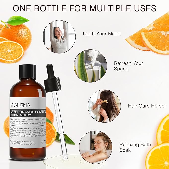 Sweet Orange Essential Oil 100ML, 100% Pure Natural Sweet Oranges Oil Premium - Image 4