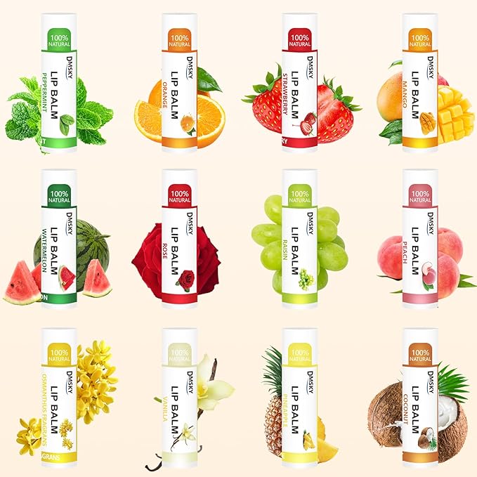 DMSKY 12 Pack Lip Balm, Natural Lip Balm Bulk - Image 2