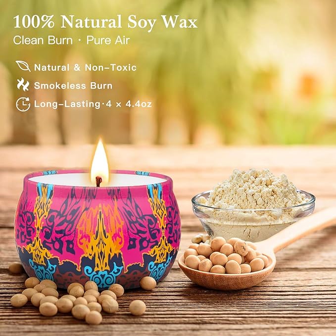 YINUO Scented Candle Gift Set for Women, 4 Pack Long-Lasting Scented Soy Wax - Image 3