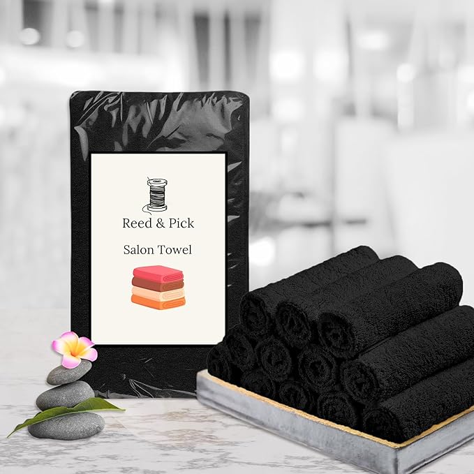 Reed&Pick Salon Towels – 50 Pack Black Hand Towels 100% Cotton Spa Towel – - Image 3