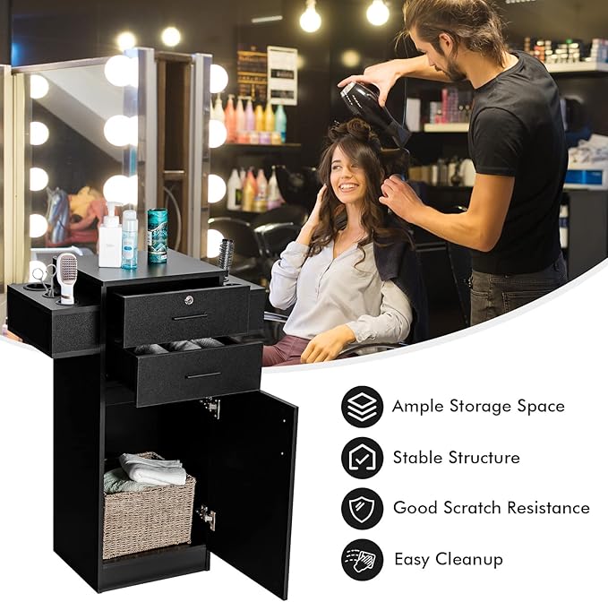 Giantex Salon Storage Cabinet, Locking Hair Styling Storage Organizer - Image 4