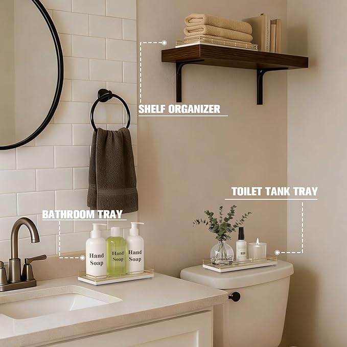 Bathroom Vanity Tray for Countertop, Bathroom Organizer for Soap, Perfume & - Image 4