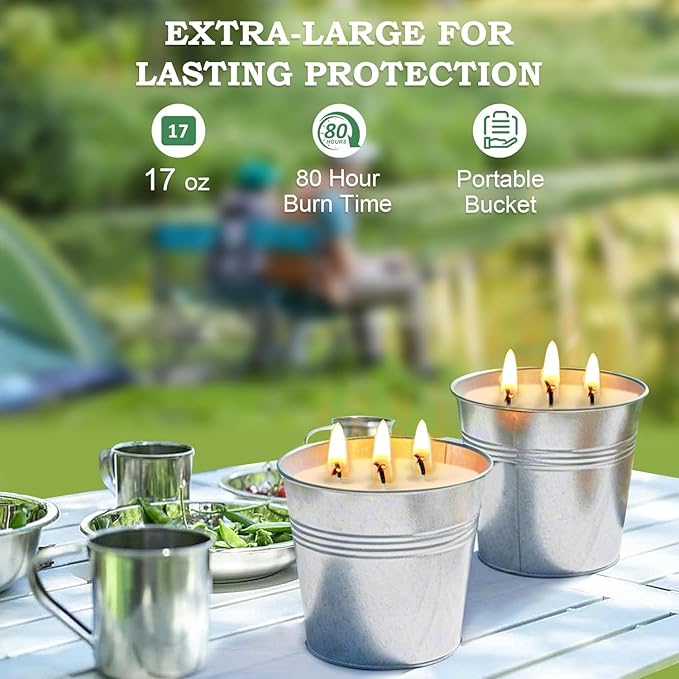 Set of 2 Citronella Outdoor Candle - 17 oz Large 3-Wick Soy Wax Candle - Image 5