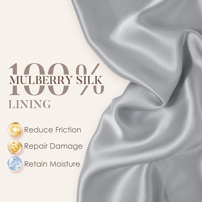 LULUSILK 100% Mulberry Silk Lined Sleep Cap, Adjustable Silk Hair Wrap - Image 2