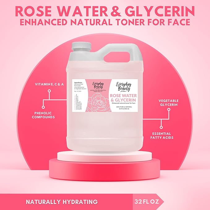 Rose Water & Glycerin Enhanced Facial Toner - 32oz Bulk Alcohol-Free Vegan All - Image 4
