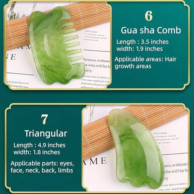 Gua Sha Scraping Massage Tool, GuaSha Facial Set, Natural Resin GuaSha Massage - Image 4