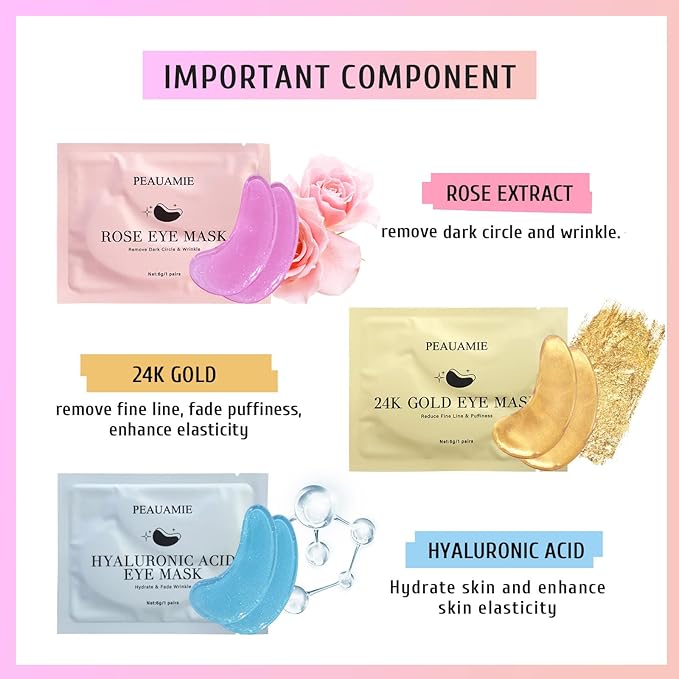PEAUAMIE Under Eye Patches Gold and Hyaluronic Acid - Image 3
