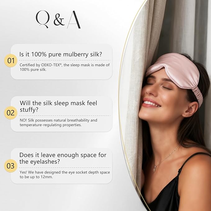 ZIMASILK Adjustable 22 Momme 100% Mulberry Silk Sleep Mask, Upgraded 3D - Image 8