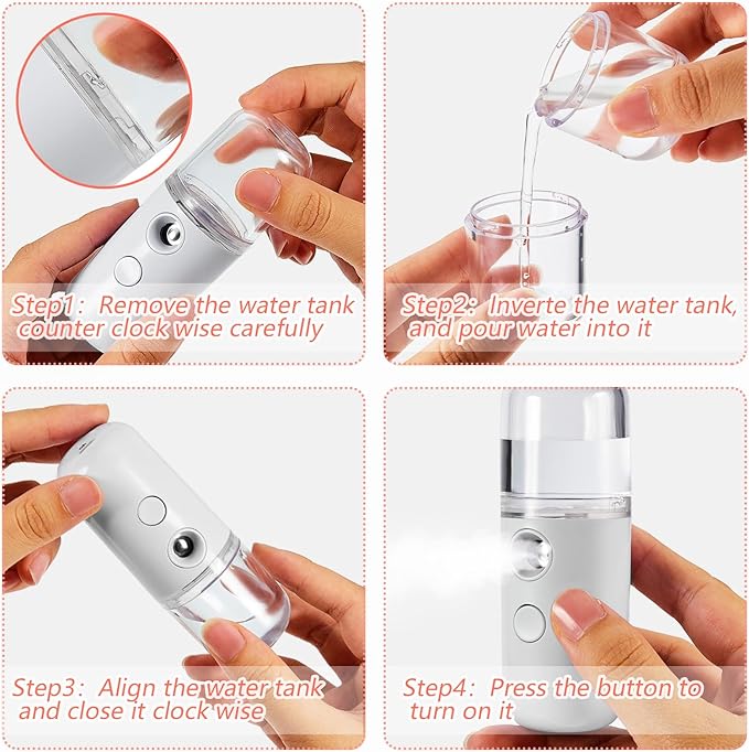 Mudder 4 Pcs Nano Facial Mister Handy Nano Mist Sprayer 30ml Visual Water Tank - Image 6