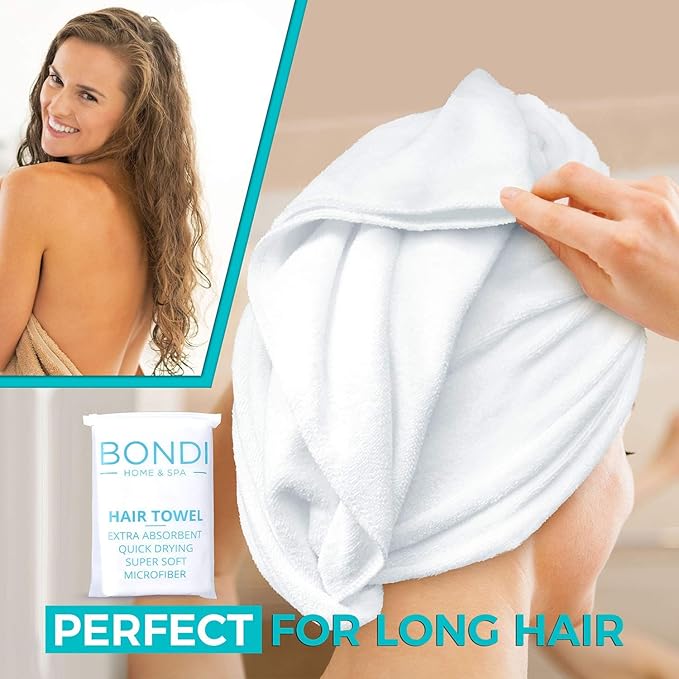 Bondi SPA Microfiber Hair Towel – Dries Hair 50% Faster – Anti-Frizz Towel - Image 6