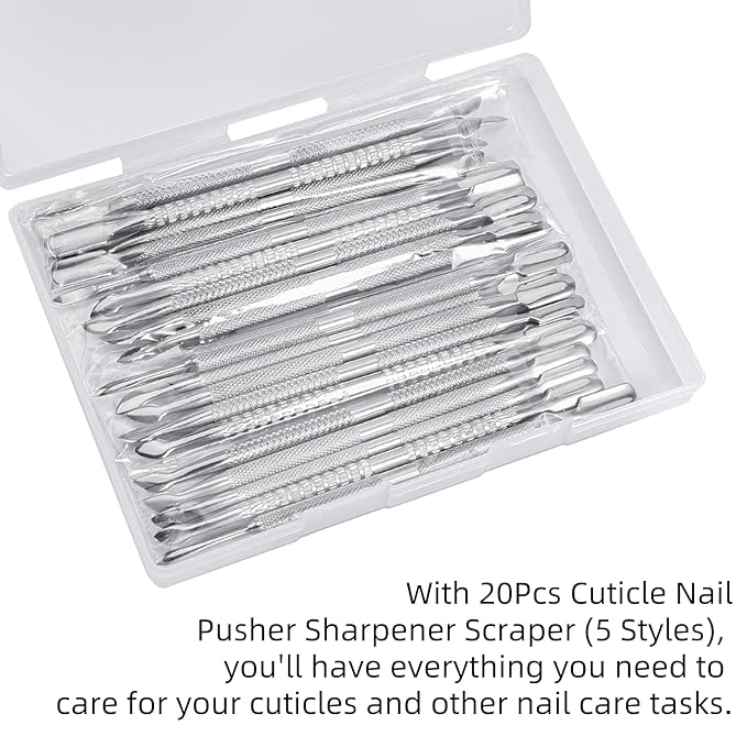 20 Pcs Cuticle Pusher Tools, Professional Dual Sided Stainless Steel Cuticle - Image 5