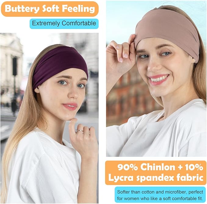 RITOPER Wide Headbands for Women Non Slip, Workout Yoga Running Womens Headband - Image 3