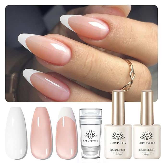 BORN PRETTY French Manicure Kit, Nail Stamper and 2Pcs Gel Nail Polish - Image 8