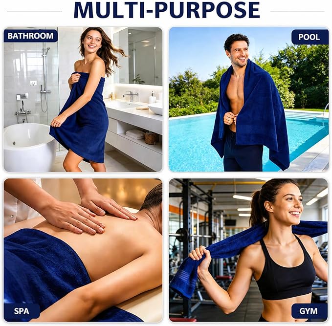 SEISSO 4 Pack Extra Large Bath Towels 63"x35", Bath Sheets - Image 6