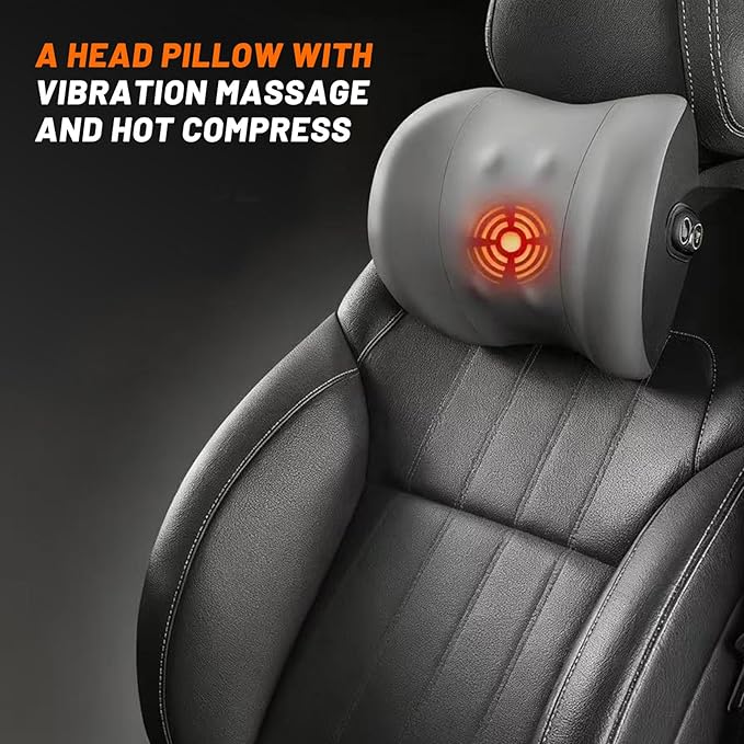 car headrest Pillow, Heat up Vibration Massage Neck Pillow, Memory Cotton Pillow - Image 2