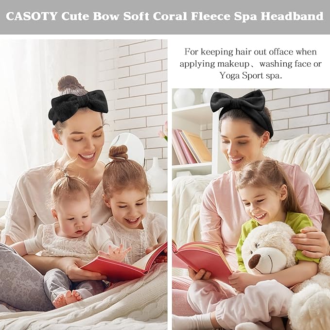 Casoty 6 Pcs Black Spa Headband, Bow Hair Band, Hair Band - Image 7