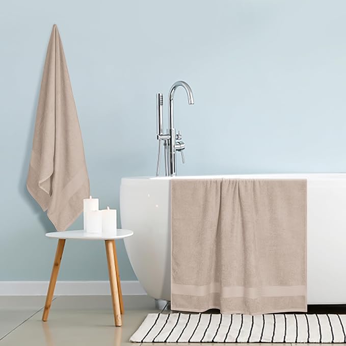 GLAMBURG Premium Cotton Oversized 2 Pack Bath Sheet 35x70-100% Pure Cotton - Image 4
