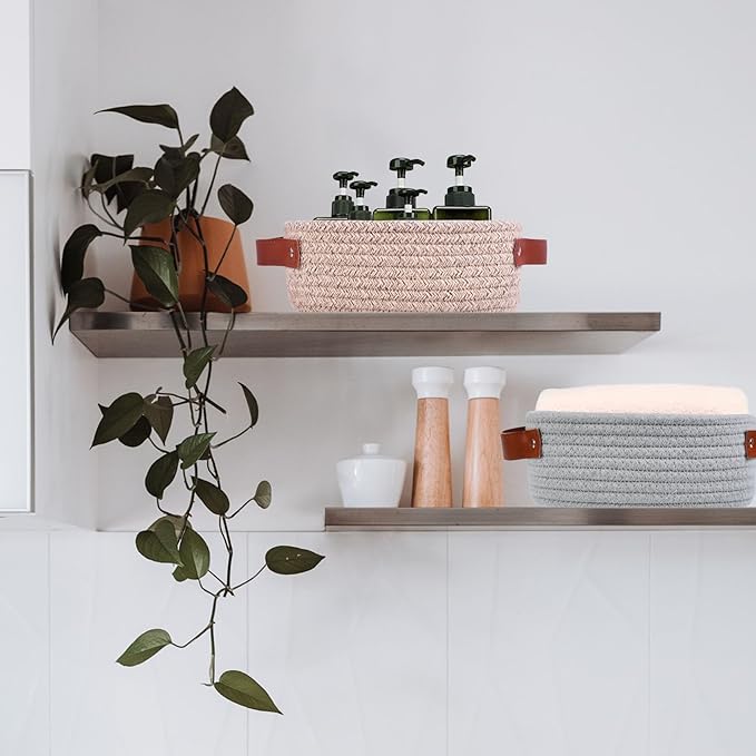 ABenkle Small Storage Basket, Mini Rope Woven Baskets, Cute Shelf Closet - Image 5
