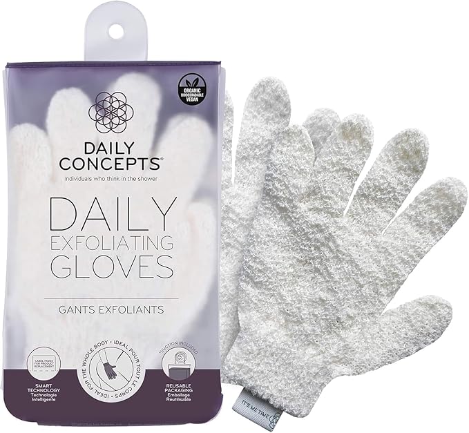 Daily Exfoliating Gloves, Reusable Packaging, Created to Instantly Polish and by DAILYCONCEPTS