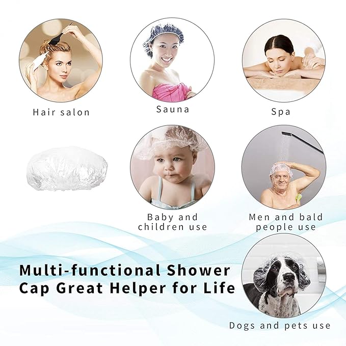 50PCS Disposable Shower Caps, Plastic Clear Thickening Bath Hair Cap and - Image 4