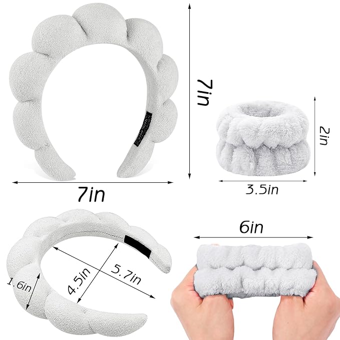 Zkptops 6Pcs Spa Headband for Washing Face Wristbands Set Women Bubble Makeup - Image 4