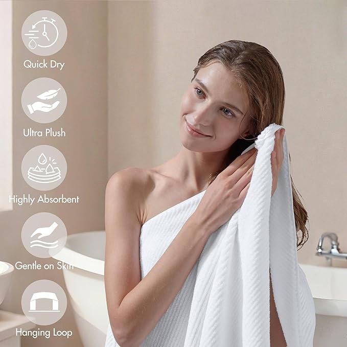 Madison Park Bathroom Towel Set of 6 Diagonal Ribbed, 500 GSM - Image 6