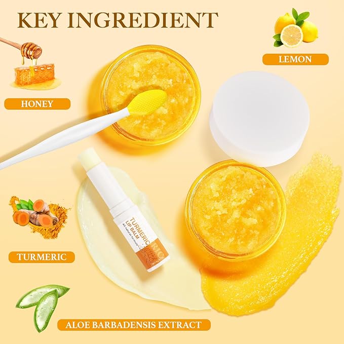 3PCS Turmeric Lip scrub 100g and Turmeric Lip Balm, Lip Scrubber Exfoliator - Image 3