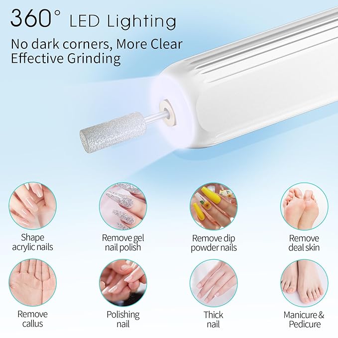 Electric Nail Drill, Professional Manicure Pedicure Kit, Cordless Electric Nail - Image 5